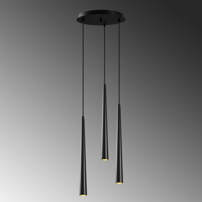 Opviq Lámpara Araña Negra Moderna Industrial 6072, Diámetro 33 cm, Altura 135 cm
